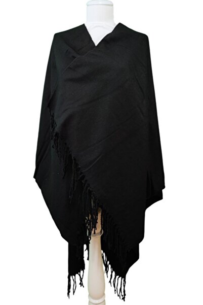 AXE SPORTSWEAR Soft Textured Tassel Detailed Shoulder Shawl Poncho