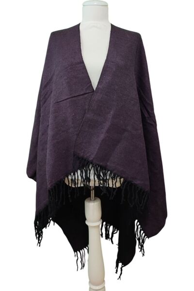 AXE SPORTSWEAR Soft Textured Tassel Detailed Shoulder Shawl Poncho