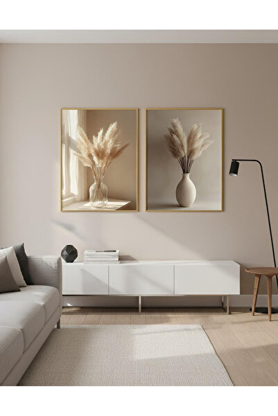 Linacci Set of Cobalt Gold Metal Frame Soft 2 Glass Paintings