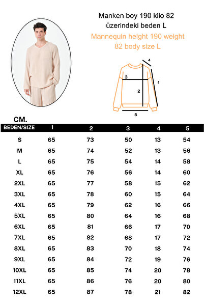 RELAXL S-12Xl 100% Cotton Relaxed Fit Long Sleeve Beige Muslin T-Shirt