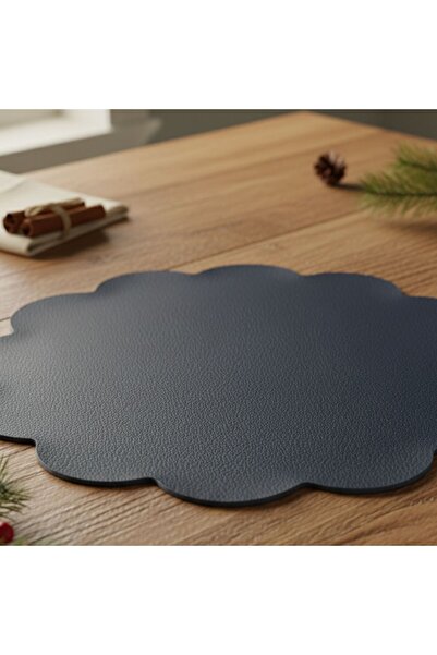 Grand Fine Art 2 Pieces Leather Navy Blue American Tablecloth 33X33 cm - Easy to Clean Tablecloth - Floral American Tablecloth