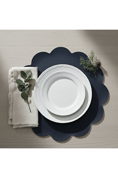 Grand Fine Art 2 Pieces Leather Navy Blue American Tablecloth 33X33 cm - Easy to Clean Tablecloth - Floral American Tablecloth