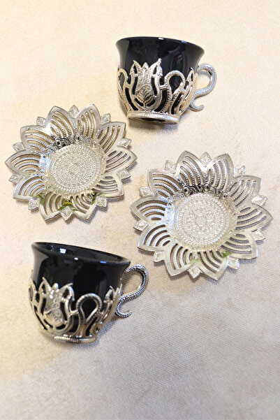 Bilenler 2-Piece Zemzem Set and Coffee Cup Set | Stylish Presentation with Metal Plate and Cup Coaster