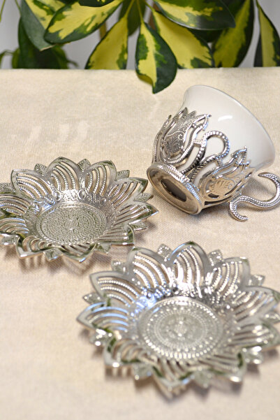 Bilenler 2-Piece Zemzem Set and Coffee Cup Set | Stylish Presentation with Metal Plate and Cup Coaster