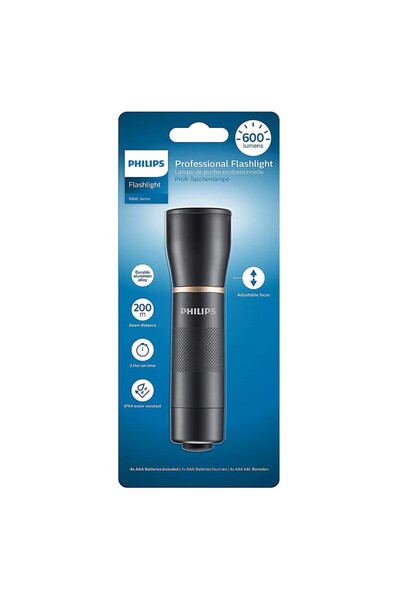 Philips Aluminum Flashlight 600 Lumens 4 AAA