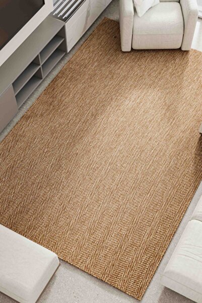 Lorente Home Liora Light Brown Woven Jute Non-Slip Base Sisal Rug Washable Kitchen Carpet 1901