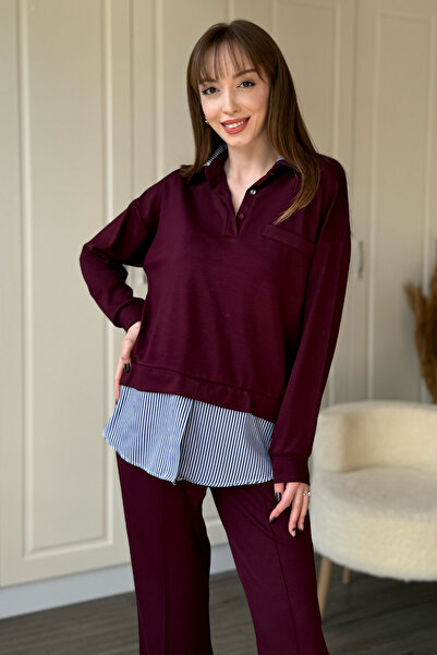 Dilay Gökoğlu Butik Shirt Detailed Polo Neck Buttoned Trousers Set