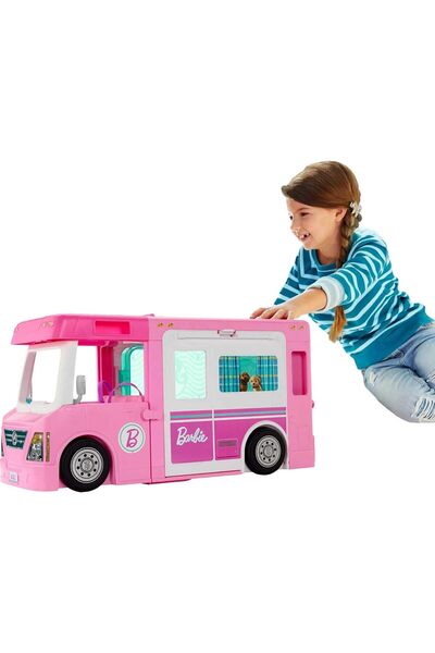 Barbie New 3-in-1 DreamCamper Camper Playset with 60 Accessories (Mattel)