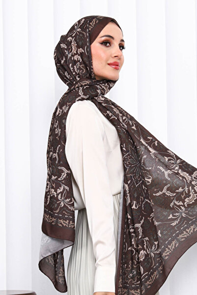 İmajButik Brown Patterned Soft Digital Shawl
