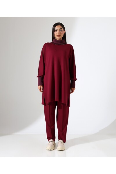 Fi'l Arz Fashion Soft Textured Knitwear Detail Two Piece Set