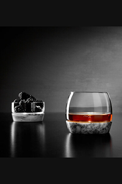 NUDE Chill Marble Base Crystal Glass Whiskey Glass and Snack Bowl Set - Special Design Presentation Set