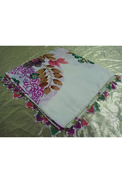 Cenk Ve Reyhan Handmade Needlework Writing, Scarf, Yemeni, Mevlit Shawl, Gift with 4 Edges Embroidered