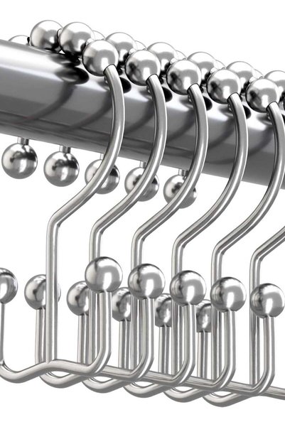 Generic Shower Curtain Hooks Rings, Rust Resistant Metal Double Glide Shower ...