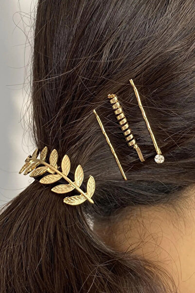 Kokoş Pinterest Gold Color Leaf Figured Metal Buckle and Wire Buckle Set