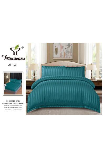 damasc Spring Double Bed Linen, 4 Pieces, Premium, with Fitted Sheet, 2 Persons, Plain