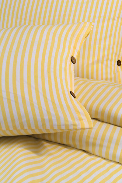 Magnolia Σετ Παπλωματοθήκης Bohemian Striped Double – Με Ξύλινα Κουμπιά, Ελασ...