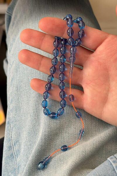 TESBİHKENTİ Light Blue Mahmut Başkale Series Fire Amber Prayer Beads