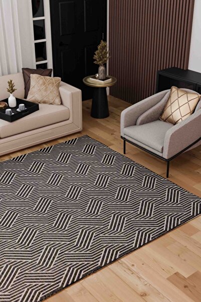 Lorente Home Alegra Anthracite Woven Jute Non-Slip Base Sisal Rug Washable Kitchen Carpet1831