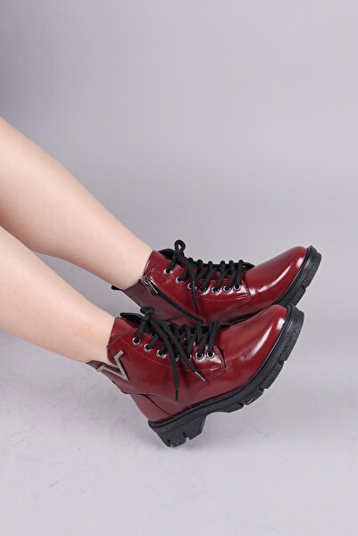 Birikon Dayton V Buckle Lace-Up Boots Bordo