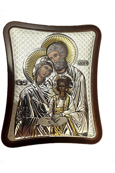 OEM Silver-plated icon Holy Family, wood 8.5x10cm