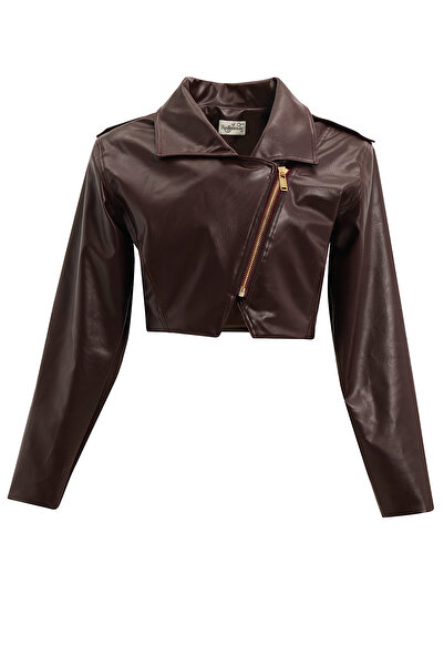 Roselenda Ophelia Shoulder Pad Piece Faux Leather Jacket