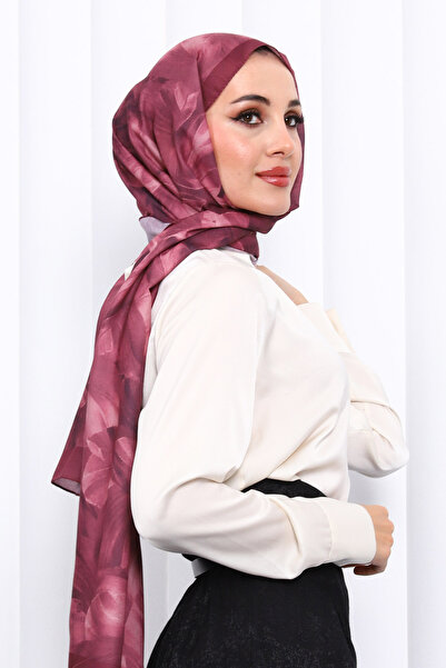 İmajButik Dusty Rose Patterned Soft Digital Shawl