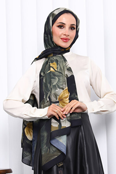 İmajButik Mustard Patterned Soft Digital Shawl