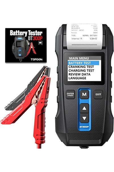 Topdon جهاز اختبار بطارية السيارة BT300P 12 فولت/24 فولت مع طابعة حرارية (100...