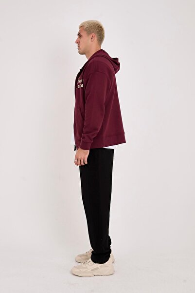 Store 100% Cotton Zippered Hooded Oversized Text Printed Men's Sweatshirt