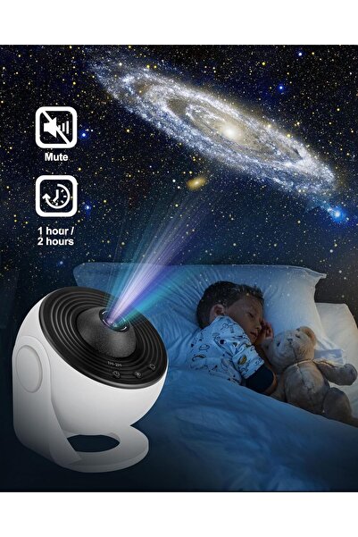 TheMohrim 12-in-1 Planetarium Galaxy Projector, 360° Rotating Star & Nebula Night Light (White/Blue)