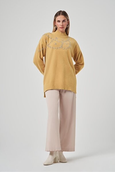 Nuss 7002 Stone Embroidered Angora Sweater Tunic