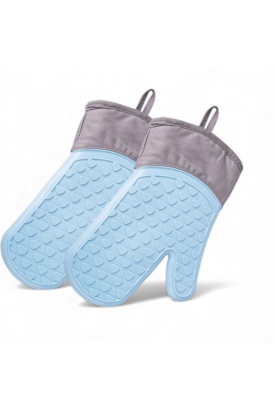 cc bin shihon Two-piece thermal silicone gloves with heat insulation, padded interior, withstands high temperatures.