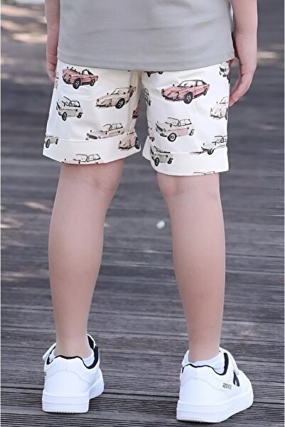 Alesaei-mondo tondo Boys' shorts with car images 4134