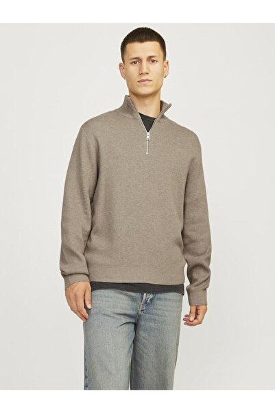 Jack & Jones Men's Sweater - Premium Jprccmılano, 100% Cotton, Relaxed Fit, Stand Collar Pullover 12259664
