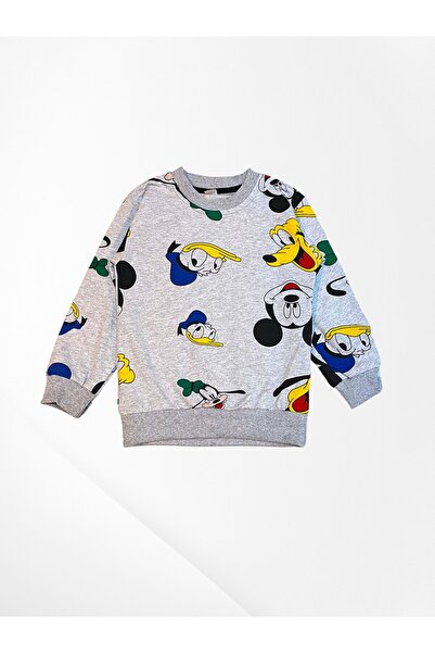 Pajama Shop Boy's Cotton Fabric Gray Color Duck Mouse Pattern Long Sleeve Transitional Pajama Set