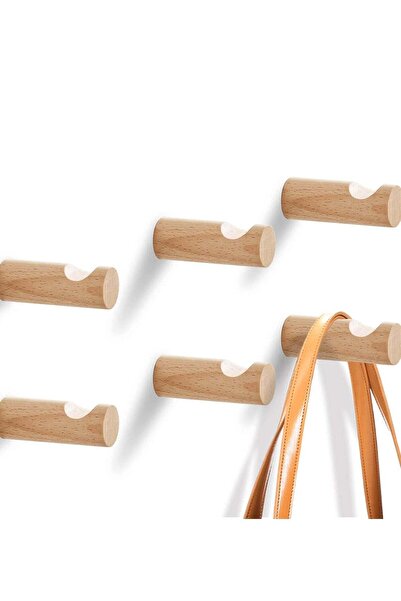 Generic 6-Pack Decorative Wooden Wall Hooks for Coats, Hats, and Bags - Beech Coat and Towel Hangers with S
