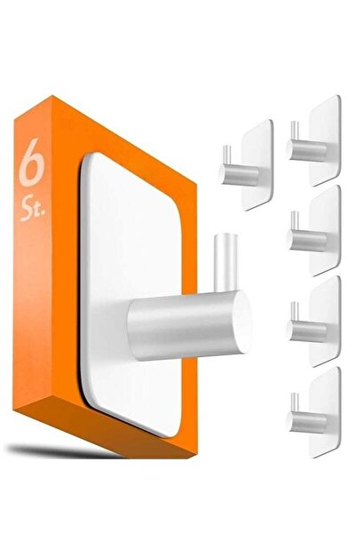 Generic RATSAW Towel Rail without Drilling Set of 6 White Towel Hooks Bathroom Rustproof as Practical Adhe