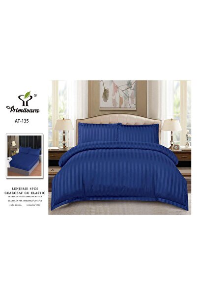 damasc Spring Double Bed Linen, 4 Pieces, Premium, with Fitted Sheet, 2 Persons, Plain