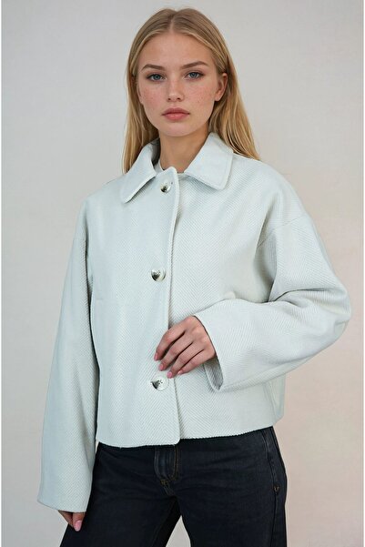 OHEPMODA Oversized Patterned Women's Short Cashmere Coat