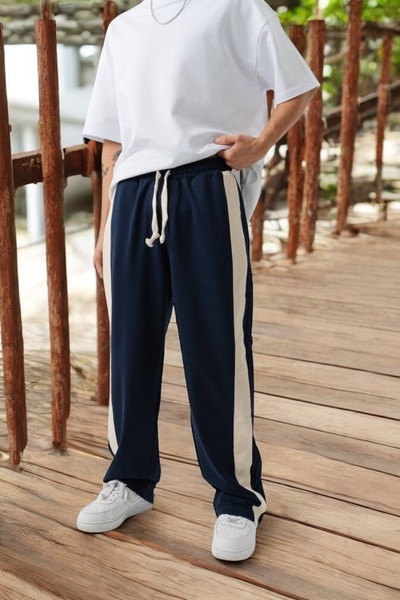 COCOPELLI Men's Side Stripe Regular Fit Casual Sweatpants Coc1498-9900