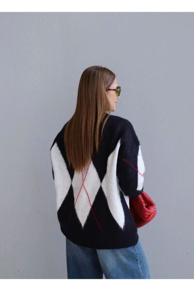 Rouge basıc Baklava Patterned Zero-Necklace Sweater