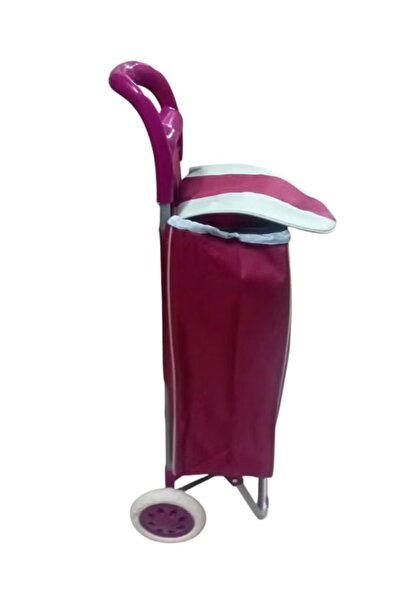 Generic Two-wheel grocery shopping cart, portable folding shopping trolley, 20 inches, burgundy