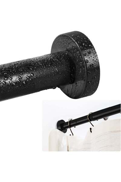 Generic SOLARAE Tension Curtain Rod, 28-43 inch for windows or bathroom, No drilling black shower tension r