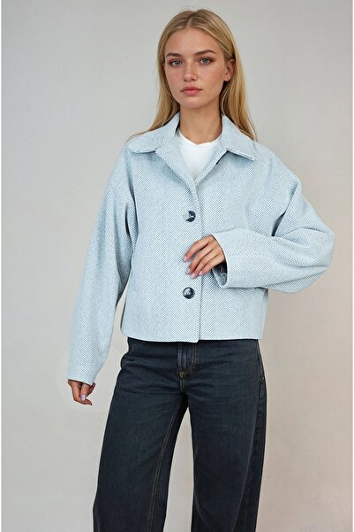 OHEPMODA Oversized Patterned Women's Short Cashmere Coat