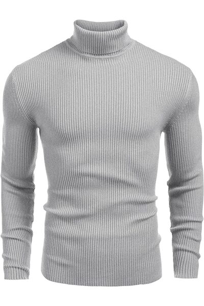 VASK Men's Corded Fabric Turtleneck Knitwear Sweater – Winter Slim Fit Turtleneck
