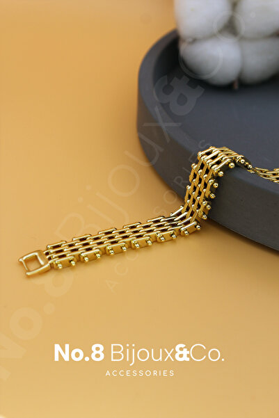 No.8 Bijoux&Co. Accessories Xuping 14K Altın Rengi Pimli Örgü Formlu Modern G...