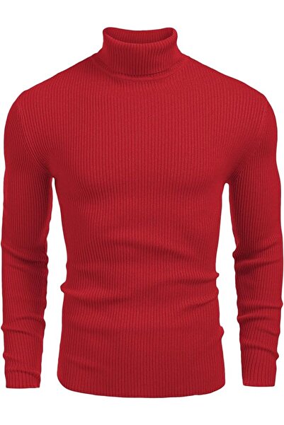 VASK Men's Corded Fabric Turtleneck Knitwear Sweater – Winter Slim Fit Turtleneck