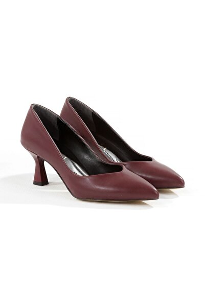 Y ESMA Stiletto Burgundy Pointed Toe Closed 5 cm Cupped Heel V-Toe New Season