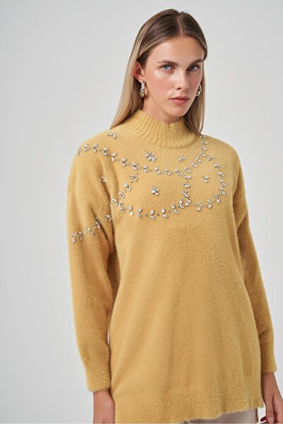 Nuss 7002 Stone Embroidered Angora Sweater Tunic