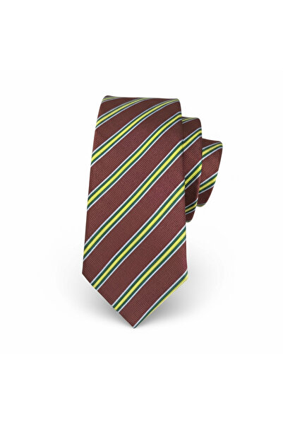 CROATE ربطة عنق حريرية 100% مخططة باللون العنابي